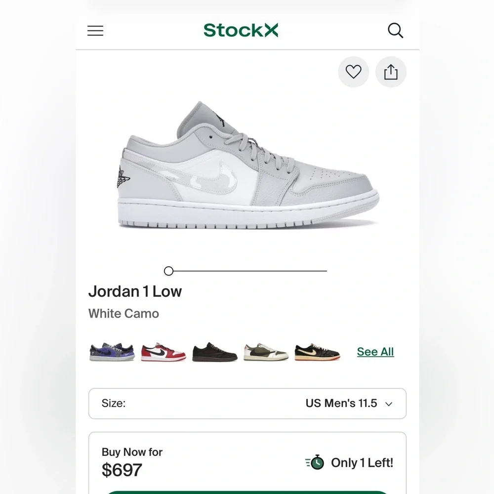 Jordan 1 Low - White Camo